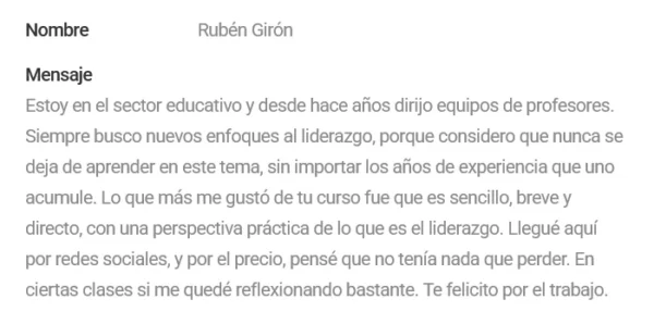 Testimonio de Rubén Girón sobre Mejora tu liderazgo